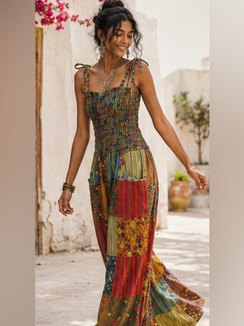 Kathmandu Boho Patchwork Wide Leg Jumpsuit Hippie Festival Cottagecore | OS